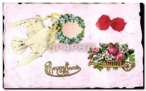 Cartes postales Fantaisie Fleurs Colombe