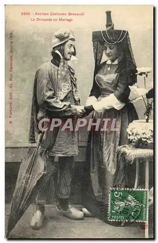 Cartes postales Folklore Anciens costumes Bressans La demande de mariage