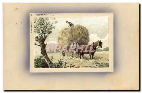 Cartes postales Fantaisie Moissons Cheval