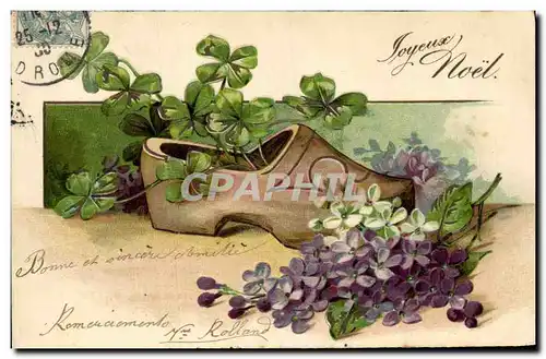 Cartes postales Fantaisie Fleurs Trefles Sabot
