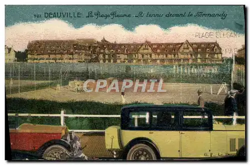 Ansichtskarte AK Deauville La plage fleurie Les Tennis devant le Normandy Automobile