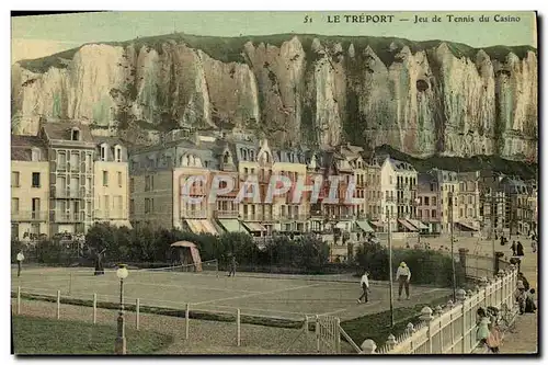 Cartes postales Le Treport Jeu de Tennis du casino (carte toilee)