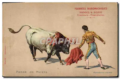 Cartes postales Corrida Course de taureaux Passe de Muleta Tournees Tauromachiques Sadoul & Rossi