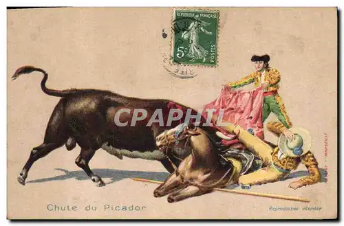 Cartes postales Corrida Course de taureaux Chute du picador
