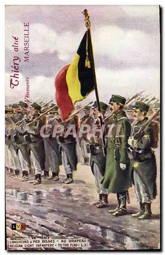 Cartes postales Militaria Chasseurs a pied belges Au drapeau