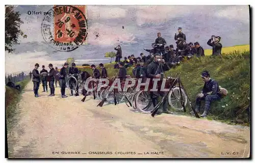 Ansichtskarte AK Militaria Chasseurs cyclistes La halte Velo Cycle