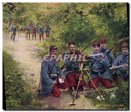 Cartes postales Militaria La mitrailleuse