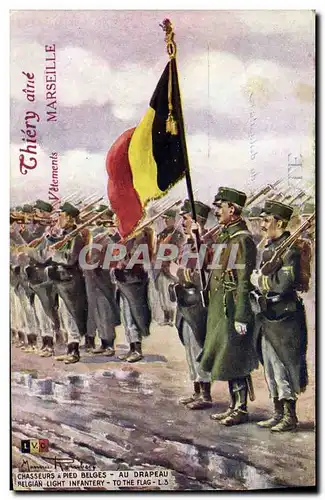 Cartes postales Militaria Chasseurs a pied belges Au drapeau