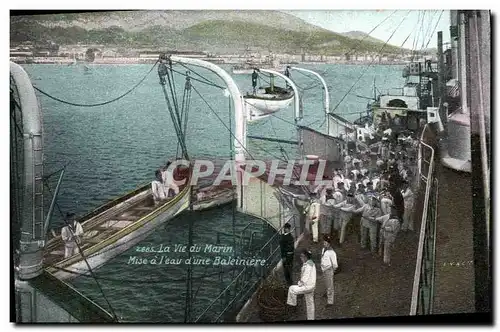 Cartes postales Militaria Mise a l&#39eau d&#39une baleiniere Bateau