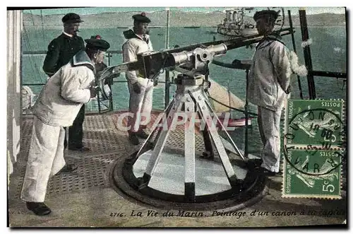 Cartes postales Militaria La vie du marin Pointage d&#39un canon a tir rapide