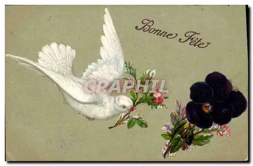 Cartes postales Fantaisie Fleurs Colombe