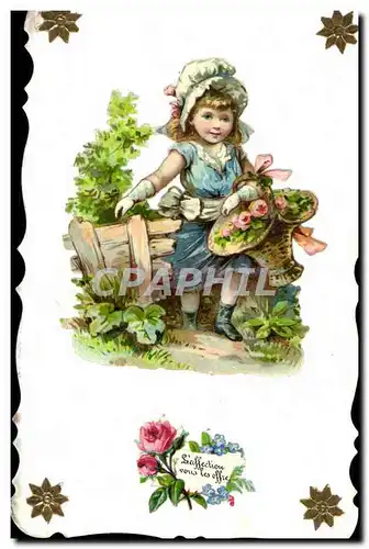Cartes postales Fantaisie Fleurs Enfant
