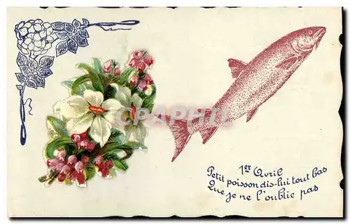 Ansichtskarte AK Fantaisie Fleurs Poisson