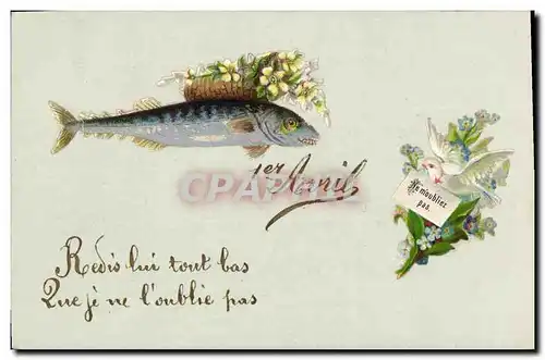 Cartes postales Fantaisie Fleurs Poisson