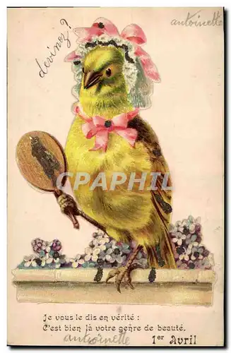 Cartes postales Fantaisie Fleurs Poussins