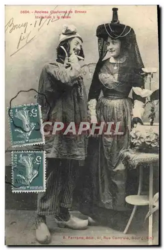 Cartes postales Folklore Anciens costumes de Bresse Invitation a la danse