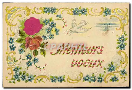 Cartes postales Fantaisie Fleurs Colombe