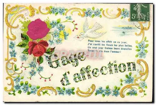 Cartes postales Fantaisie Fleurs Colombe