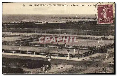 Cartes postales Deauville Plage fleurie Les Tennis vus vers les jetees