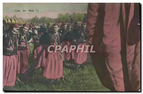 Cartes postales Puzzle Militaria Sac au dos Zouaves