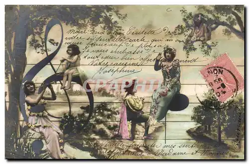 Cartes postales Fantaisie Femme Cle de musique