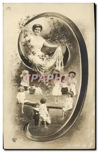 Cartes postales Fantaisie Femme Chiffres Chiffre 9