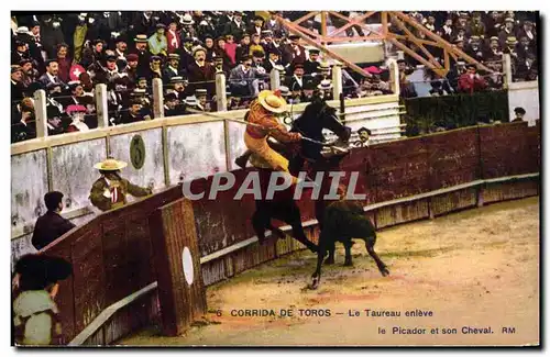 Ansichtskarte AK Corrida Course de taureaux La taureau enleve