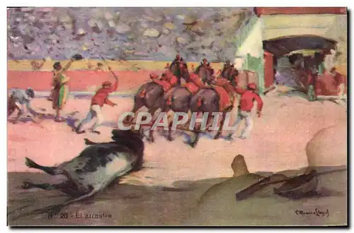 Cartes postales Corrida Course de taureaux El arrastre