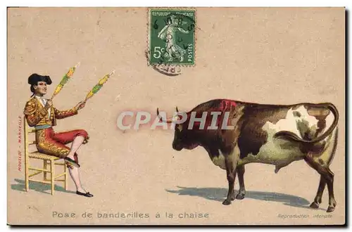 Cartes postales Corrida Course de taureaux Pose de banderilles a la chaise