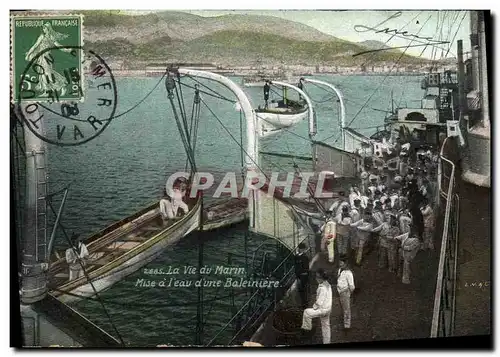 Cartes postales Militaria La vie du marin Mise a l&#39eau d&#39une baleiniere