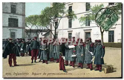 Cartes postales Militaria Infanterie Depart de permissionnaires