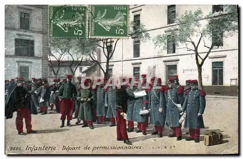 Cartes postales Militaria Infanterie Depart de permissionnaires
