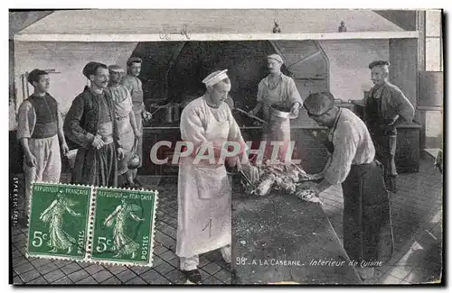 Cartes postales Militaria A la caserne Interieur de cuisine