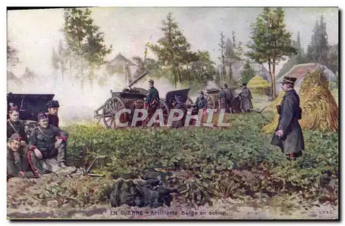 Cartes postales Militaria Artillerie belge en action