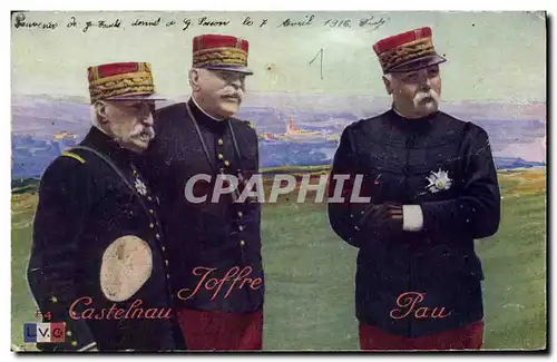 Ansichtskarte AK Militaria Generaux Castelnau Joffre Pau