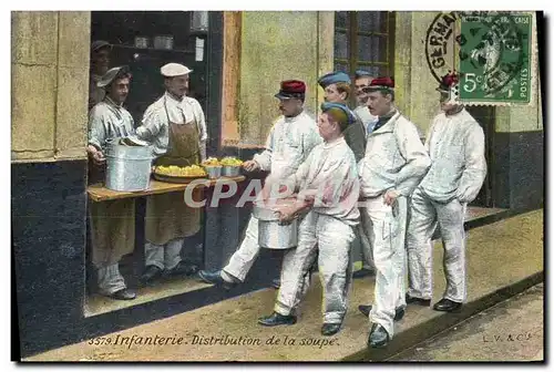 Cartes postales Militaria Infanterie Distribution de la soupe