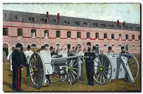 Cartes postales Militaria Artillerie Intstruction sur le canon de 75mm
