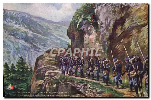 Cartes postales Militaria Section en reconnaissance Chasseurs Alpins