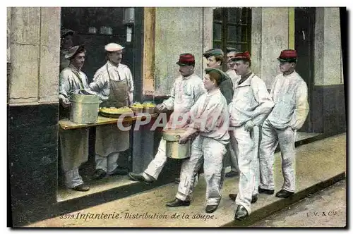 Cartes postales Militaria Infanterie Distribution de la soupe