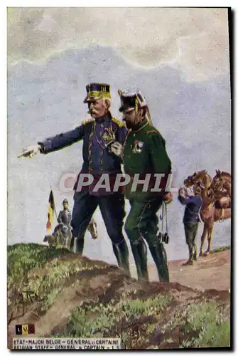 Cartes postales Militaria Etat major Belge General et Capitaine