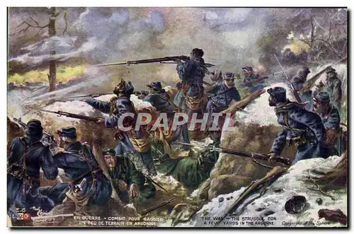 Cartes postales Militaria Combat pour gagner un peu de terrain en Argonne