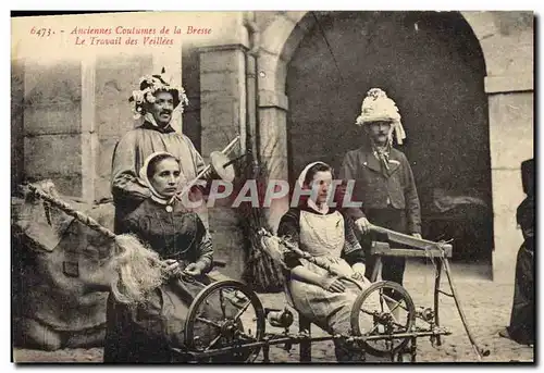 Cartes postales Folklore Anciens costumes de la Bresse Le travail des veillees