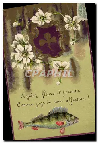 Ansichtskarte AK Fantaisie Fleurs Poisson