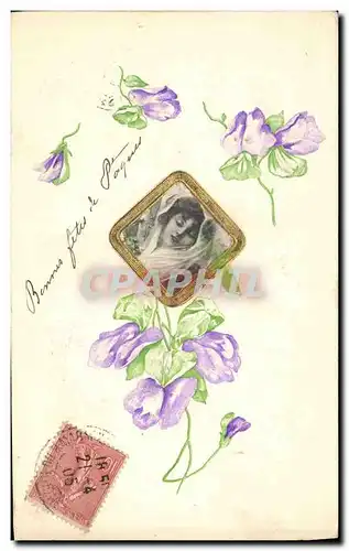 Cartes postales Fantaisie Fleurs Femme