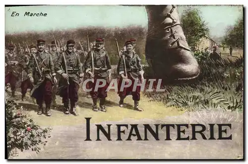 Cartes postales Puzzle Militaria En marche Infanterie
