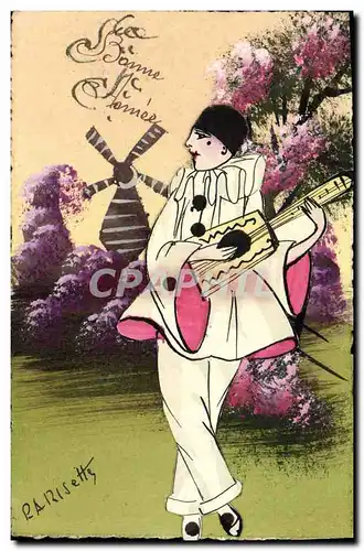 Cartes postales Fantaisie Pierrot (d�cor en relief)