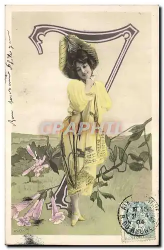 Cartes postales Fantaisie Femme Chiffres Chiffre 7