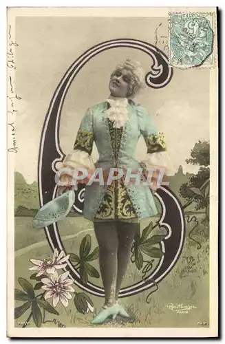 Cartes postales Fantaisie Femme Chiffres Chiffre 6