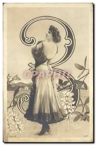 Cartes postales Fantaisie Femme Chiffres Chiffre 3