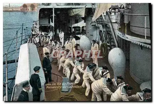 Cartes postales Militaria Marins La vie du marin Manoeuvre du Cabestan
